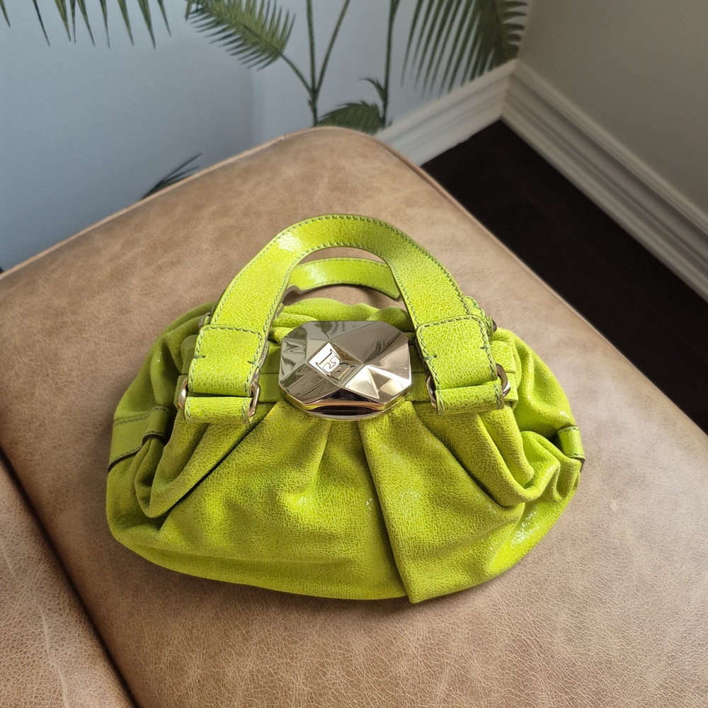 Escada Green Clutch with Ruched Design